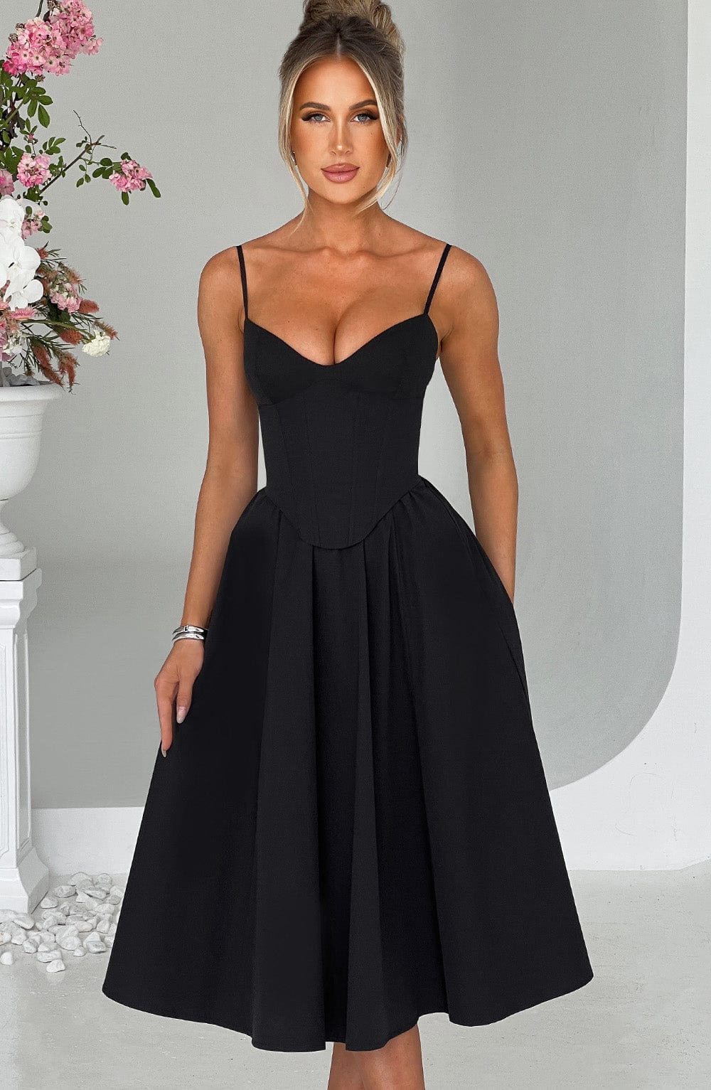 Liora™ Midi Dress - Black