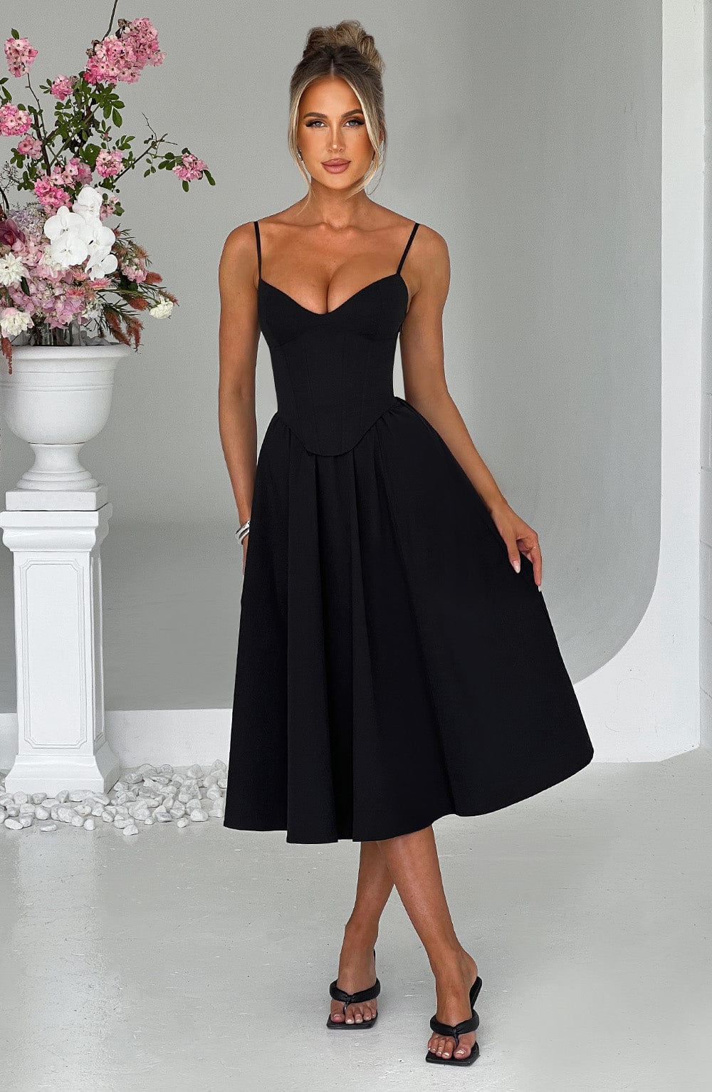 Liora™ Midi Dress - Black