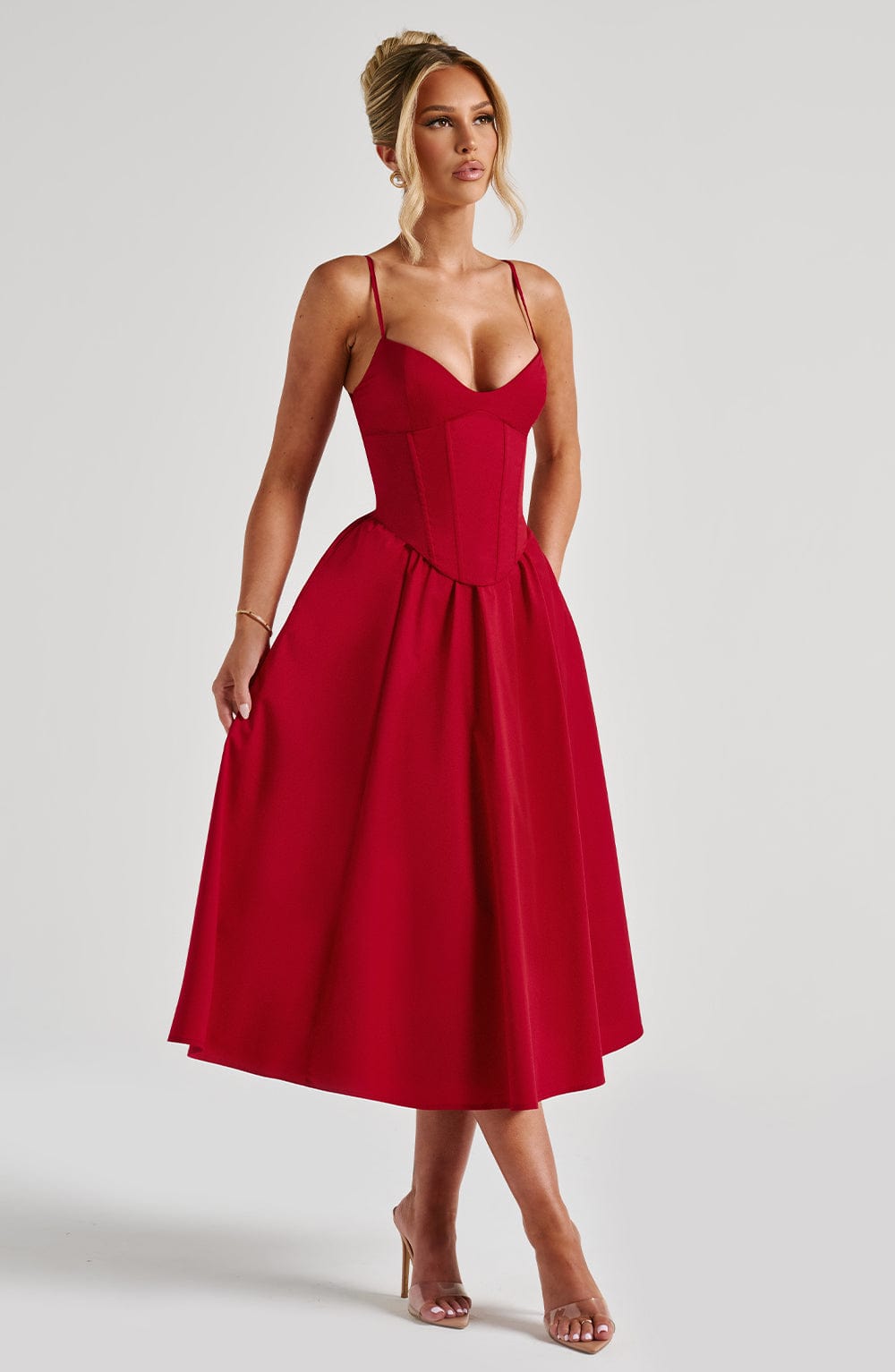 Solvienne™ Midi Dress - Red