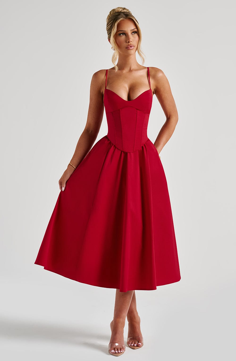 Solvienne™ Midi Dress - Red