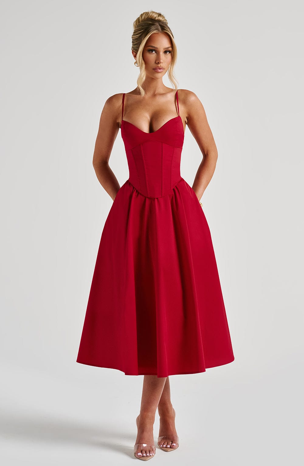 Solvienne™ Midi Dress - Red