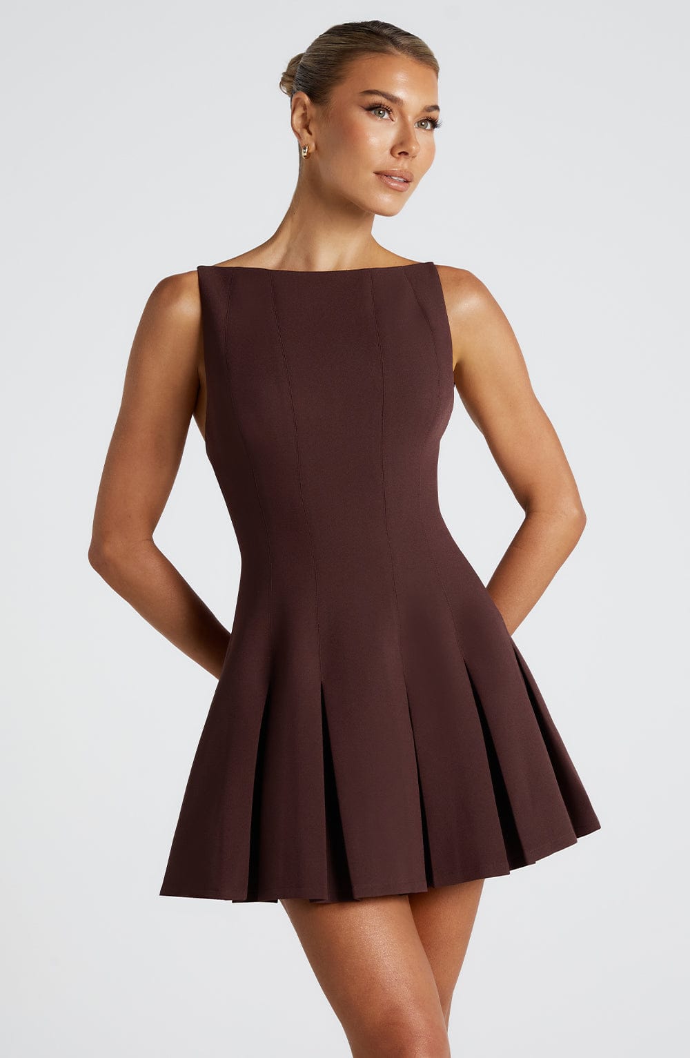 Celeste Mini Dress – Plum Brown