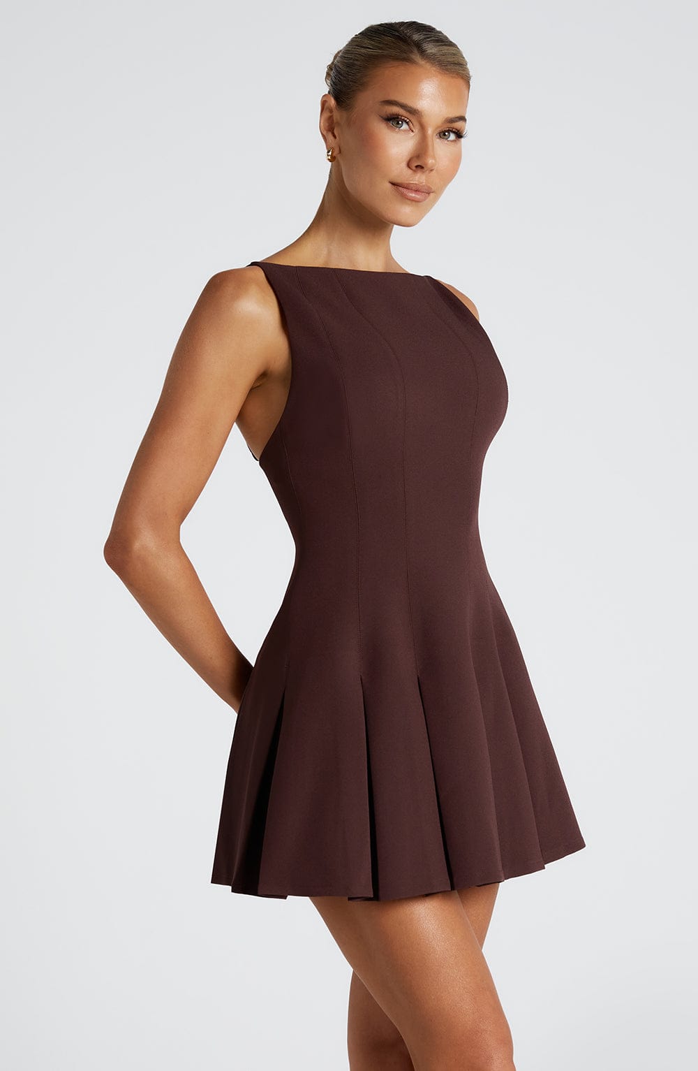 Celeste Mini Dress – Plum Brown