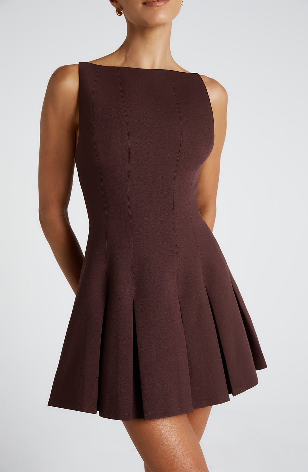 Celeste Mini Dress – Plum Brown