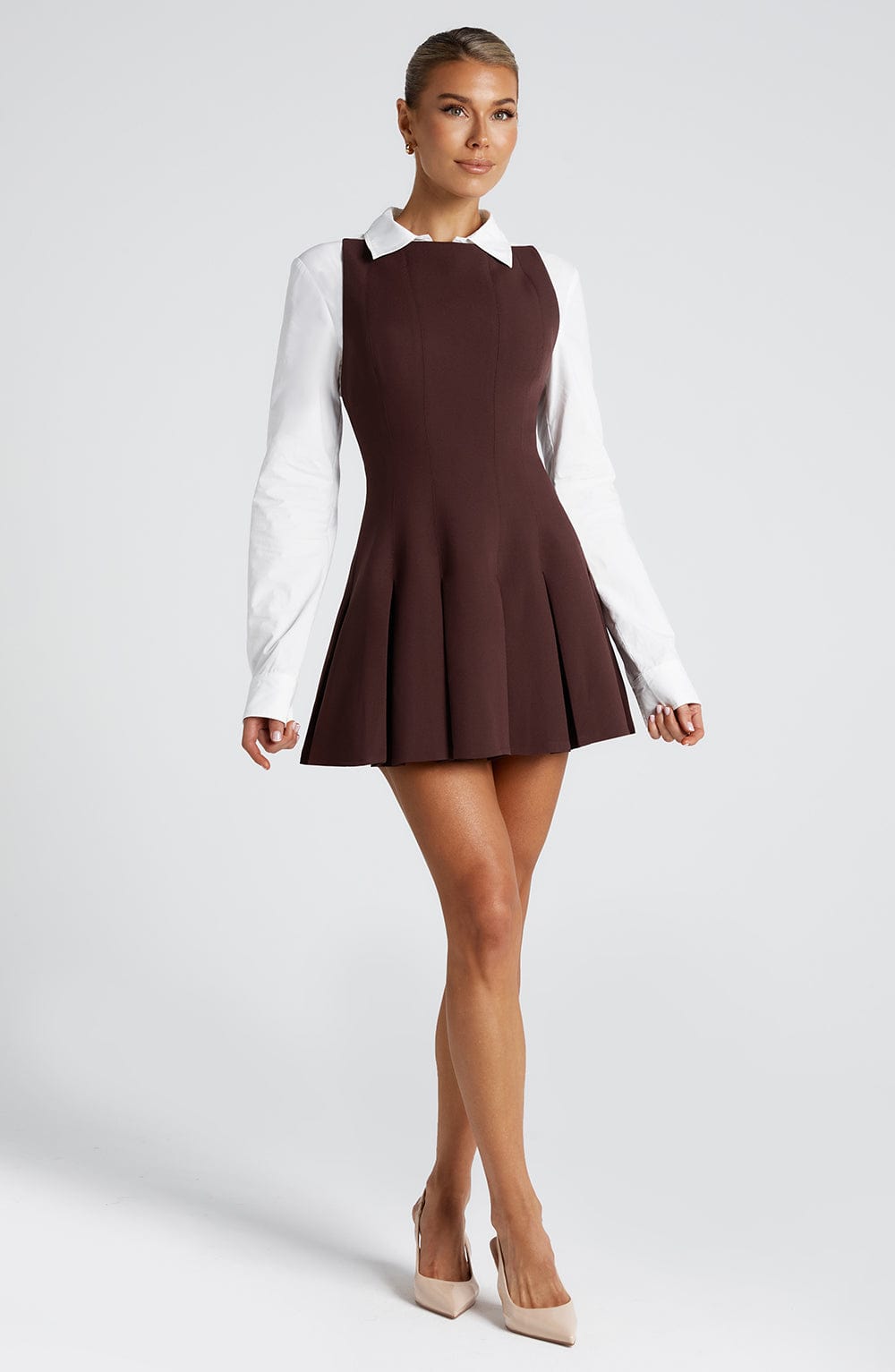 Celeste Mini Dress – Plum Brown