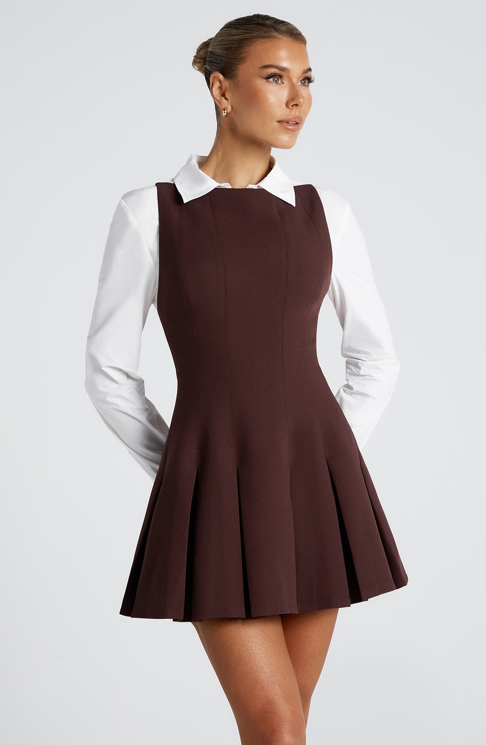 Celeste Mini Dress – Plum Brown