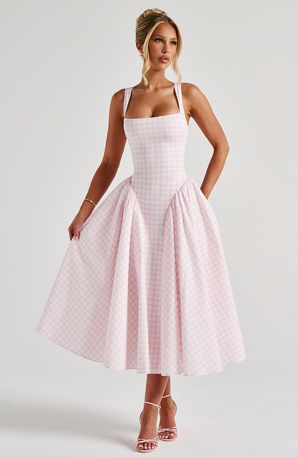 Seraphina™ Midi Dress - Blush Gingham