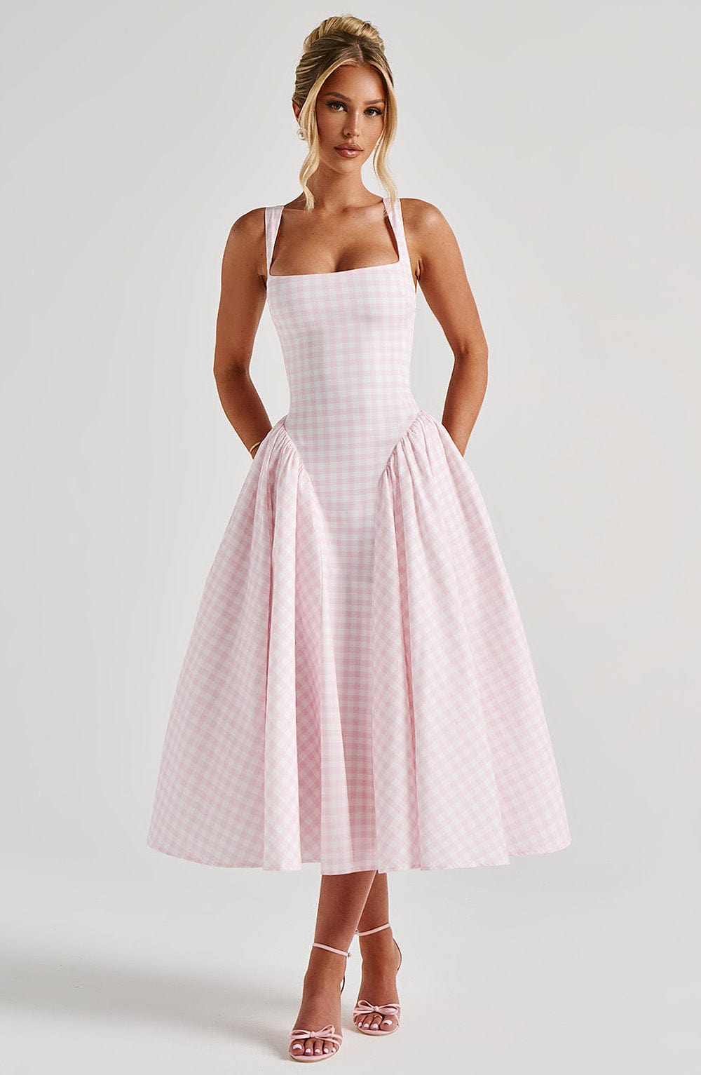 Seraphina™ Midi Dress - Blush Gingham