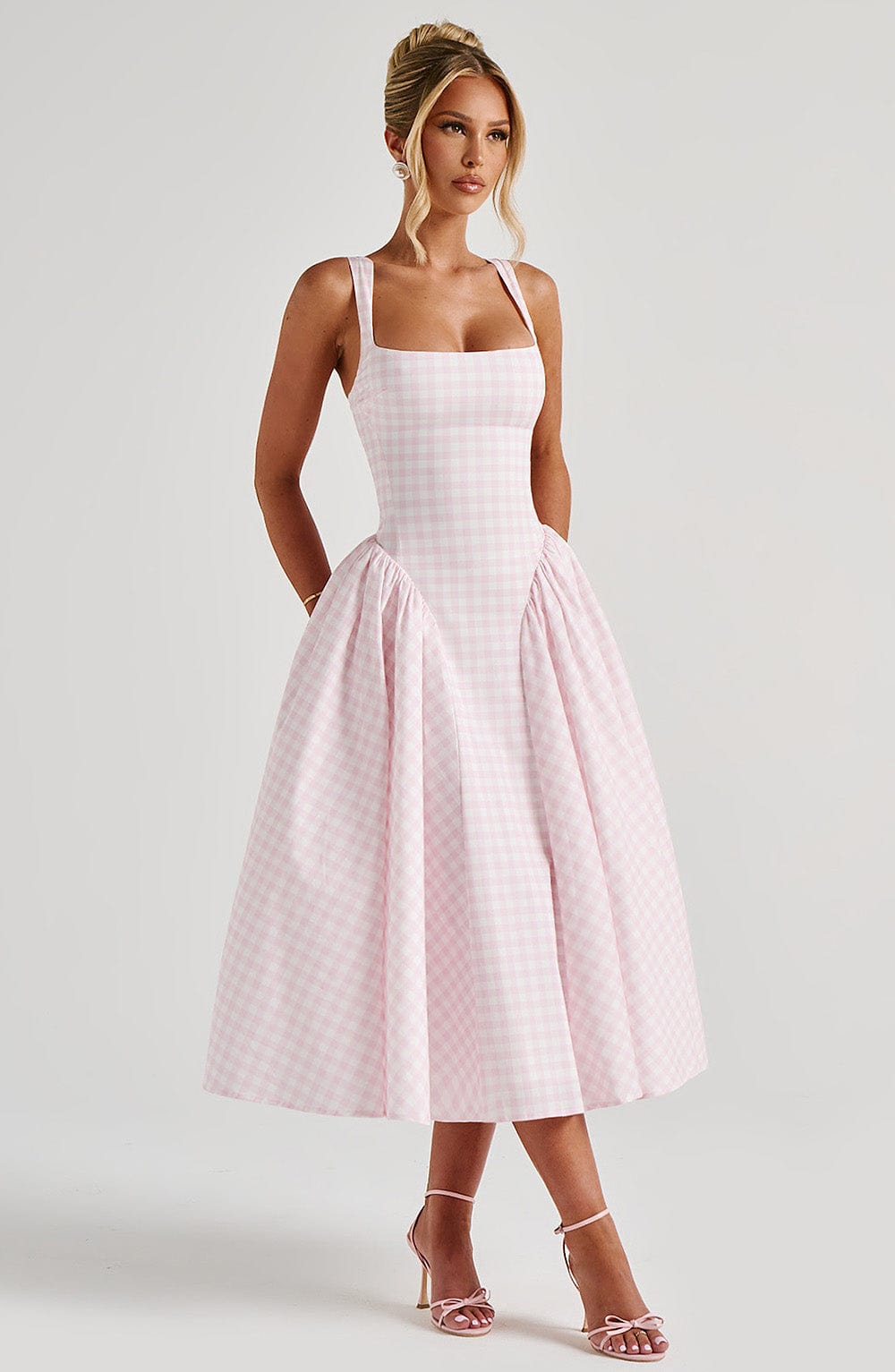 Seraphina™ Midi Dress - Blush Gingham