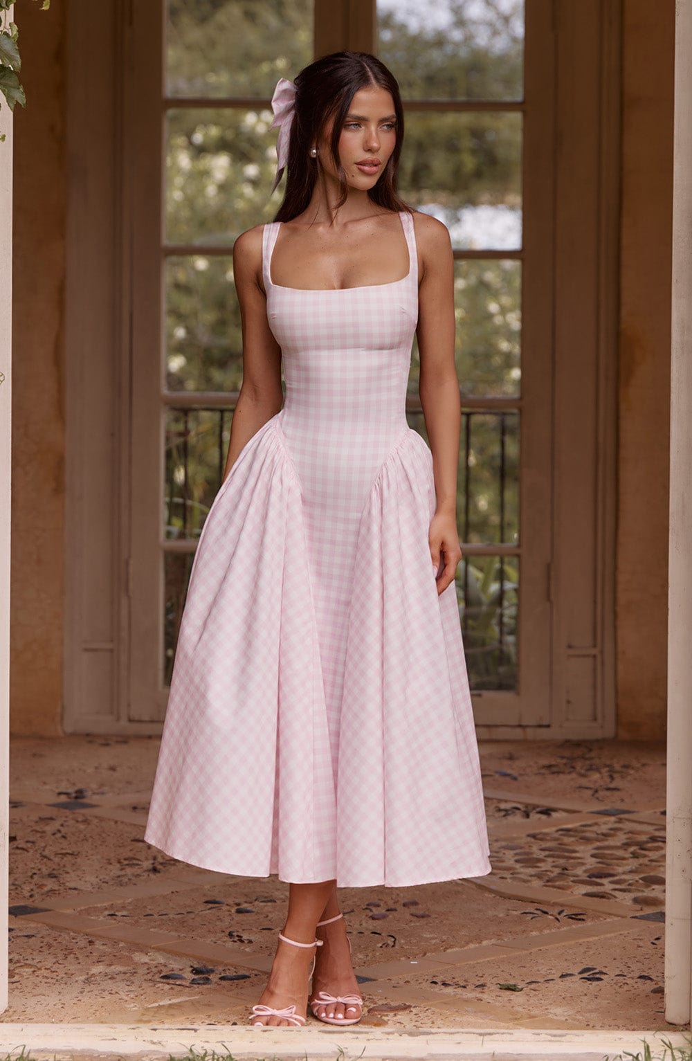 Seraphina™ Midi Dress - Blush Gingham