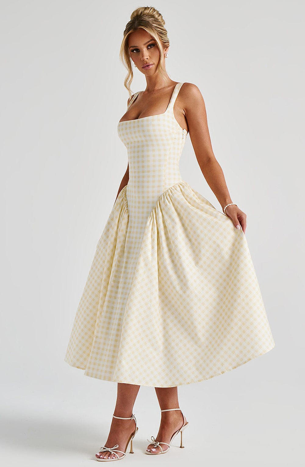 Seraphina™ Midi Dress - Lemon Gingham