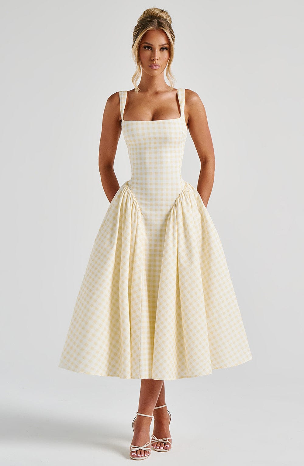 Seraphina™ Midi Dress - Lemon Gingham